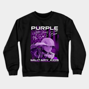 Purple Up Military Child Month with kid soldier retro american Flag Crewneck Sweatshirt